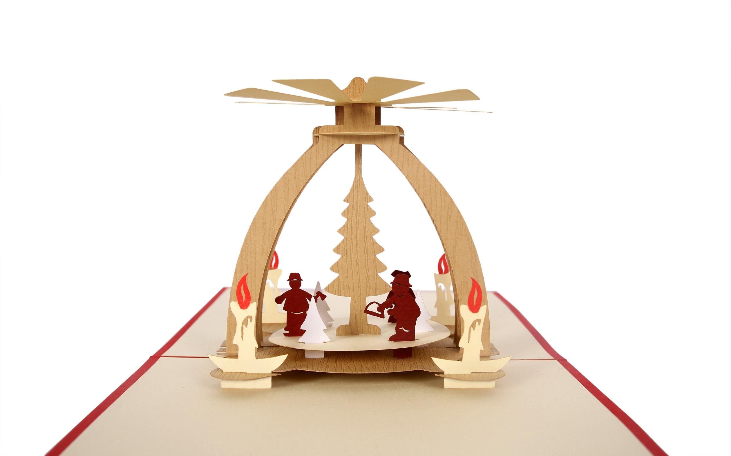 Pop-Up-Karte-Weihnachten-Pyramide-Tisch